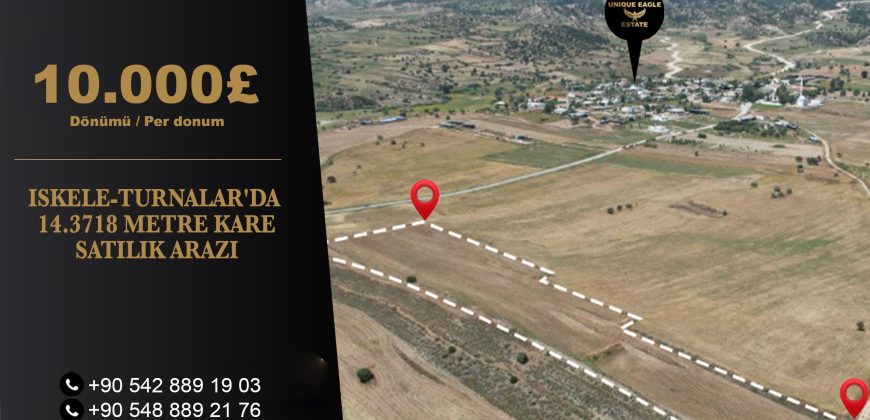 ISKELE-TURNALAR’DA 14.718 METRE KARE SATILIK ARAZI