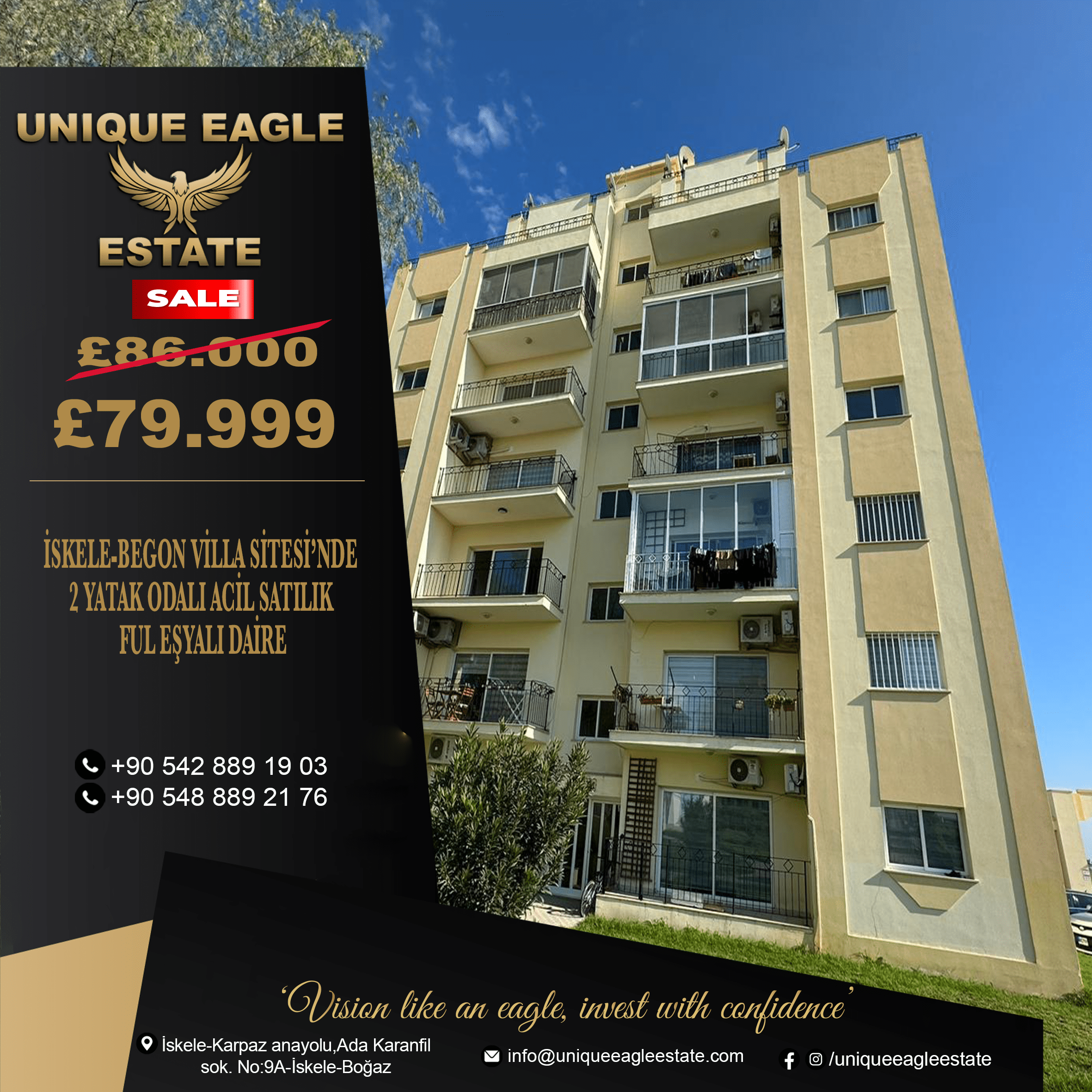 URGENT SALE FULLY FURNISHED 2-BEDROOM APARTMENT IN ISKELE-BEGON VILLA SITE PRICE DROPPED FROM £86,000 TO £79,999!