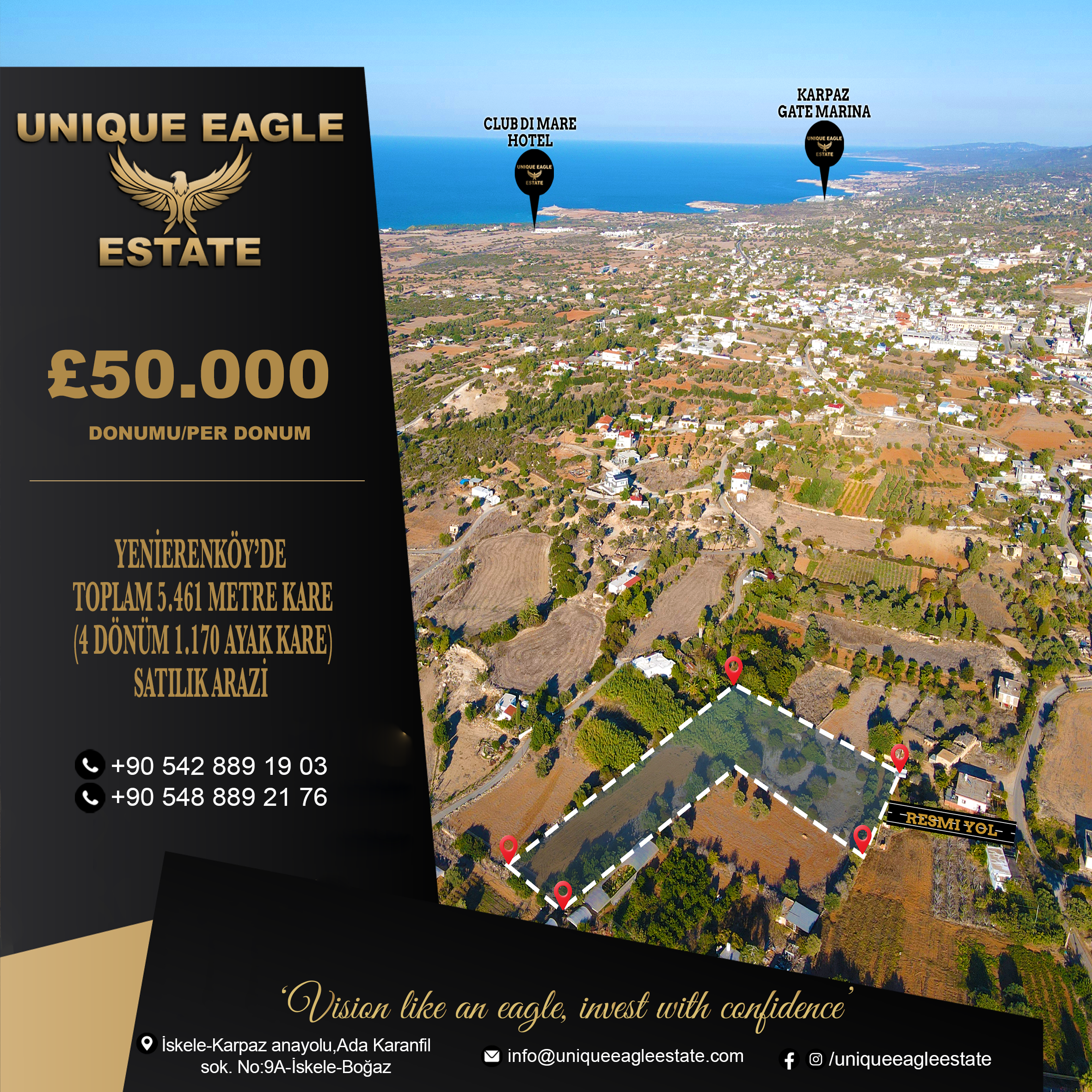 LAND FOR SALE IN YENİERENKÖY, TOTAL 5,461 SQM (4 DÖNÜM 1,170 SQ FT)