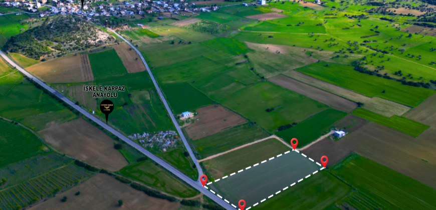 LAND FOR SALE ON ISKELE-KARPAZ MAIN ROAD (PAMUKLU), TOTAL 7,485 SQM (5 DÖNÜM 2 EVLEK 1,355 SQ FT)
