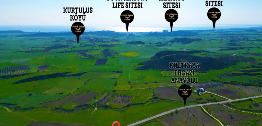 TURKISH TITLE DEED LAND FOR SALE ON THE MAIN ROAD IN ISKELE-ERGAZI, 4,368 SQM (3 DÖNÜM 1 EVLEK)