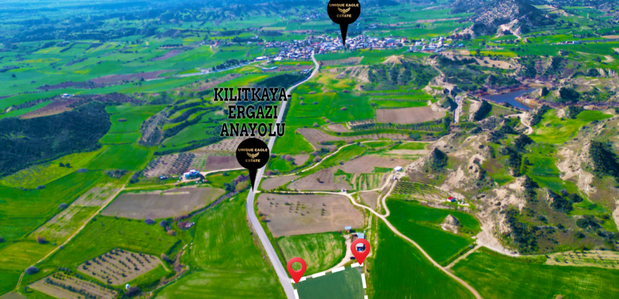 TURKISH TITLE DEED LAND FOR SALE ON THE MAIN ROAD IN ISKELE-ERGAZI, 4,368 SQM (3 DÖNÜM 1 EVLEK)