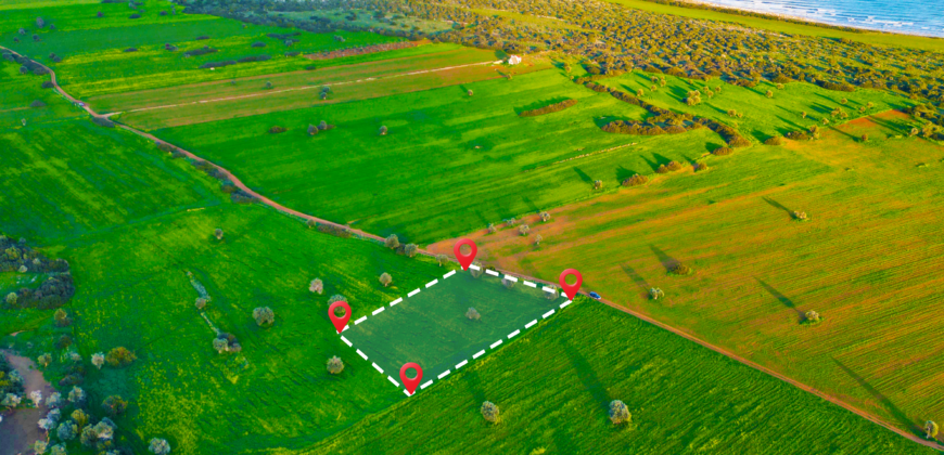İSKELE-KUMYALI’DA TOPLAM 3.696 METRE KARE (2 DÖNÜM 3 EVLEK) DENİZ MANZARALI SATILIK ARAZİ