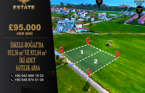 TWO SEPARATE BUILDING PLOTS FOR SALE IN İSKELE-BOĞAZ – 932.36 SQM & 932.64 SQM