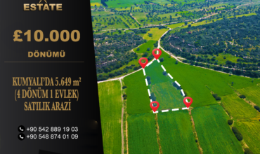 LAND FOR SALE IN KUMYALI – 5,649 SQM (4 DÖNÜM 1 EVLEK)