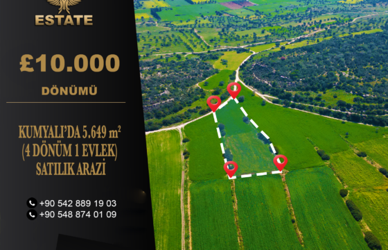 LAND FOR SALE IN KUMYALI – 5,649 SQM (4 DÖNÜM 1 EVLEK)