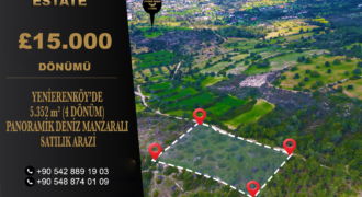 YENİERENKÖY’DE 5.352 m² (4 DÖNÜM) PANORAMİK DENİZ MANZARALI SATILIK ARAZİ