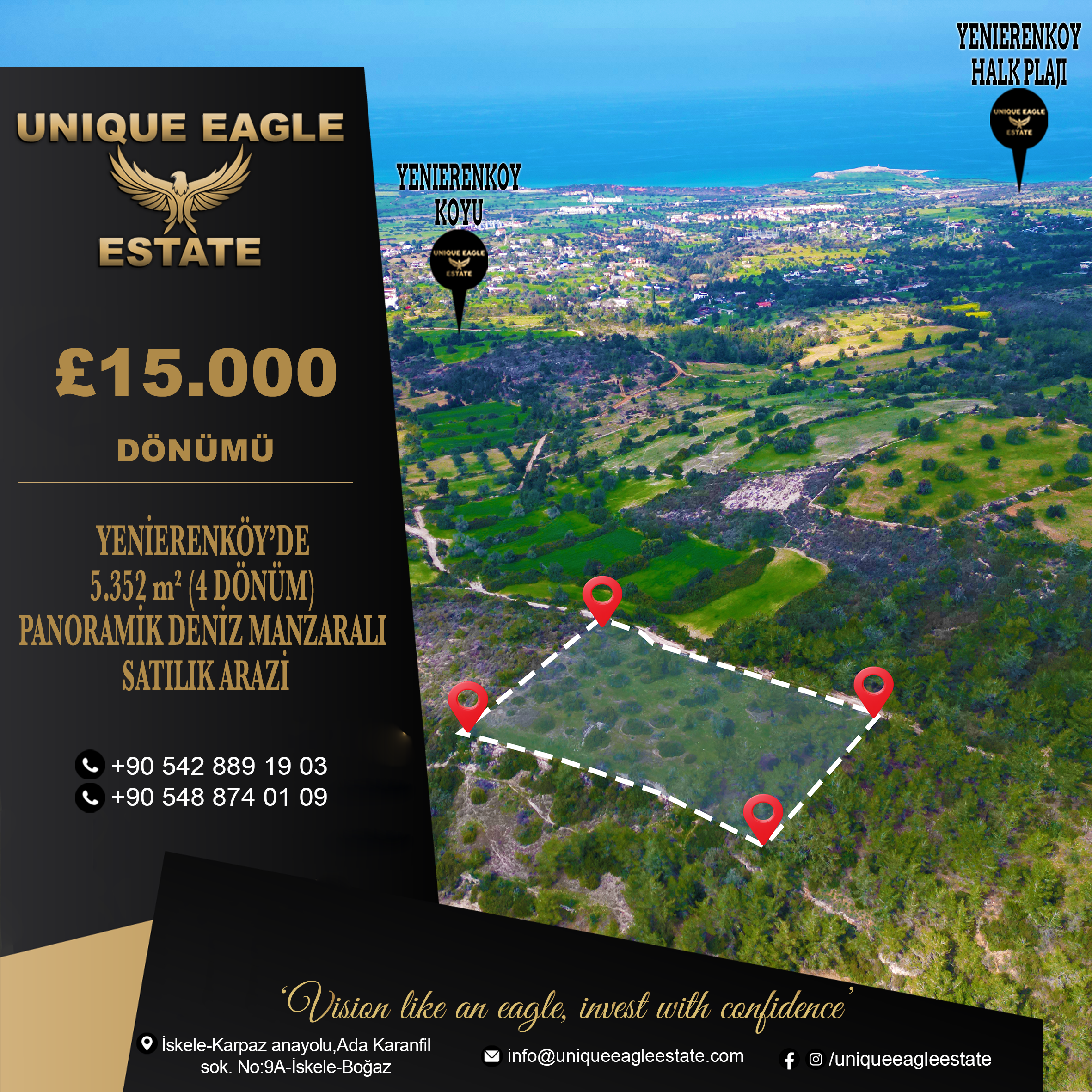 PANORAMIC SEA VIEW LAND FOR SALE IN YENI ERENKOY – 5,352 SQM (4 DÖNÜM)